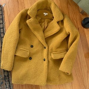 bp teddy coat xs mustard